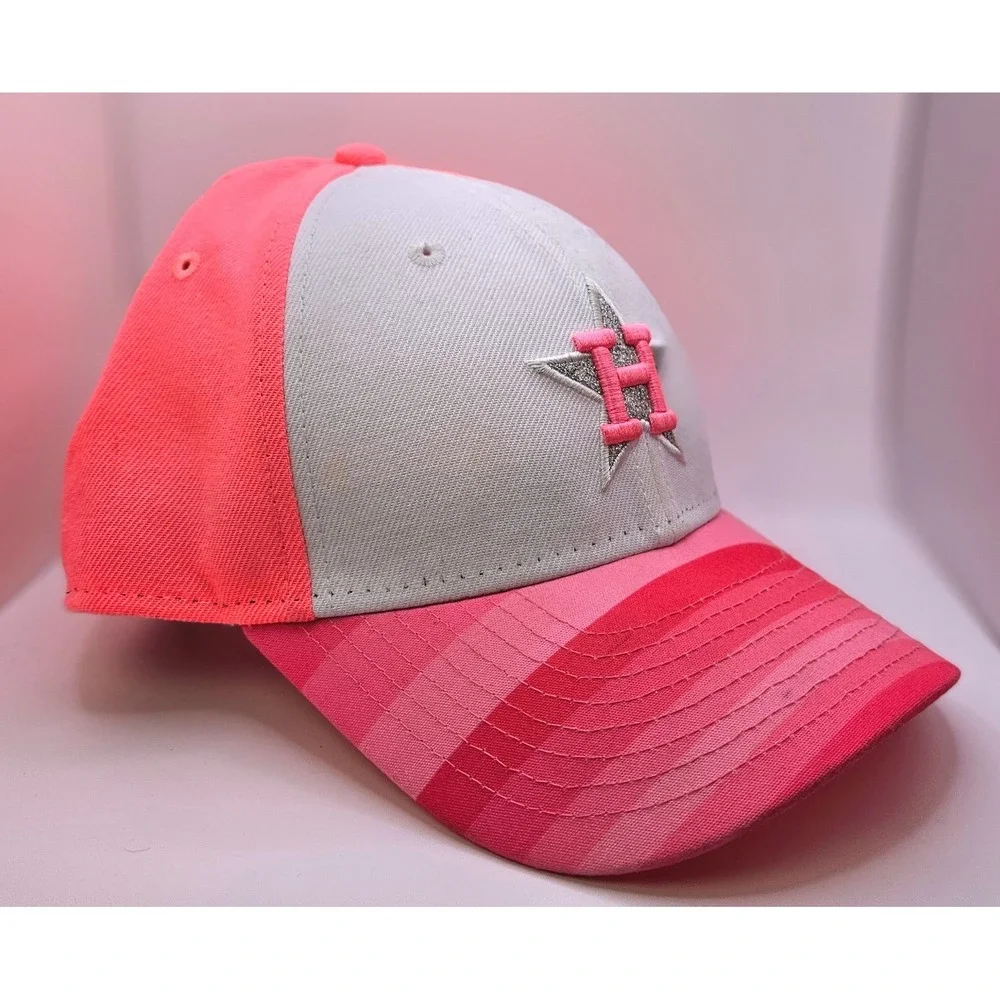 New Era 9FORTY Youth Houston Astros Pink White Glitter Star Baseball Hat Cap